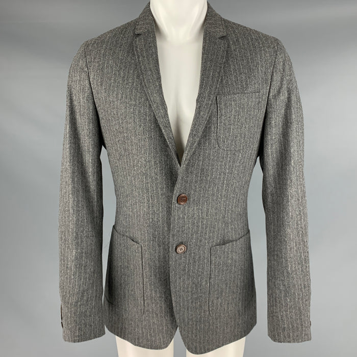 DOLCE & GABBANA Size 40 Grey Stripe Wool Blend Sport Coat