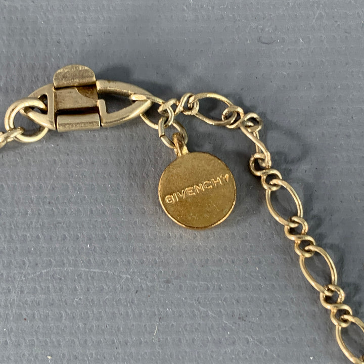 GIVENCHY Vintage Gold Chain Link Rhinestones Pendant Necklace