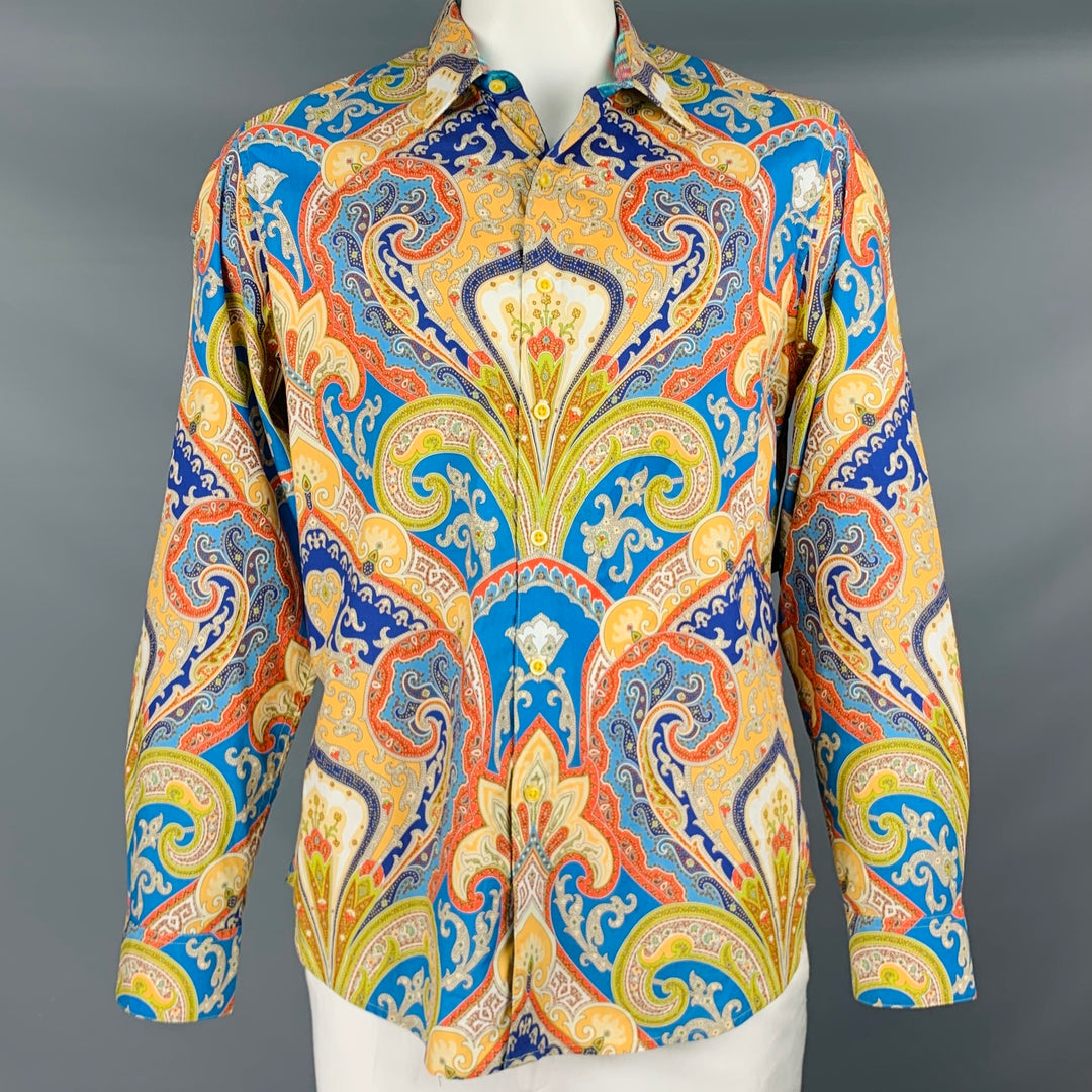 ROBERT GRAHAM Size L Multi Color Paisley Print Cotton Long Sleeve Shirt