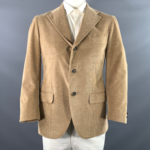 ISAIA Chest Size 42 Tan Corduroy Cotton Blend Notch Lapel Sport Coat