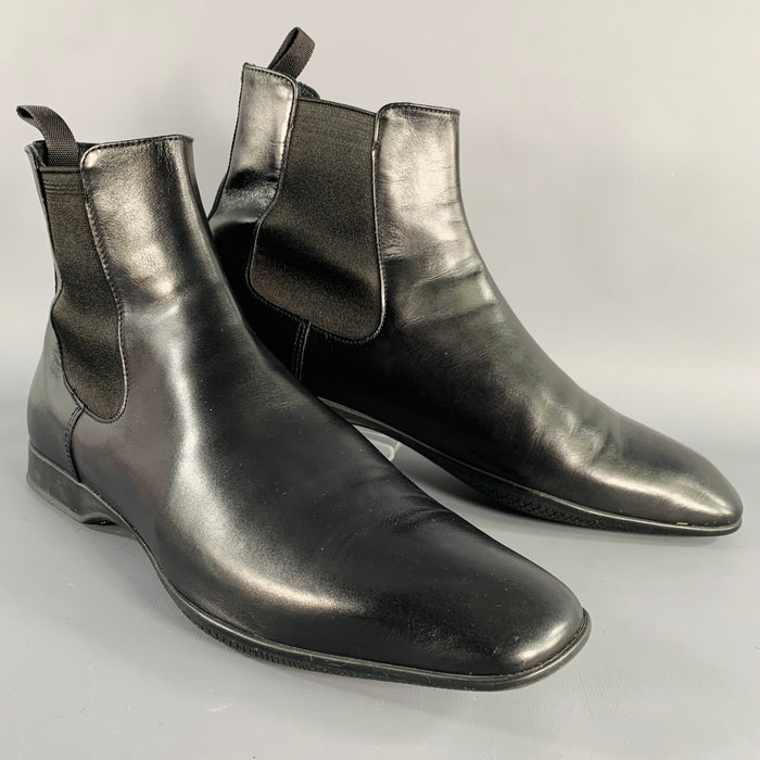 PRADA Size 8.5 Black Leather Chelsea Ankle Boots