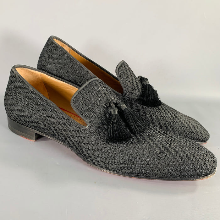 CHRISTIAN LOUBOUTIN Size 13 Black Woven Tassels Loafers