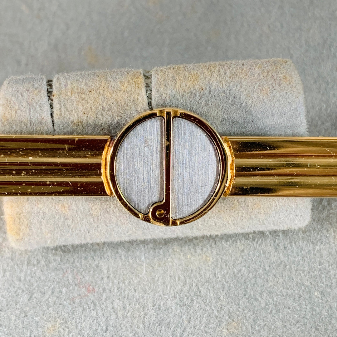 DUNHILL Vintage Gold Silver Monogram Logo Metal Tie Clip