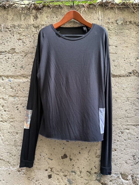 ENFANTS RICHES DEPRIMES M Black Patches Modal Blend Scoop Neck Pullover