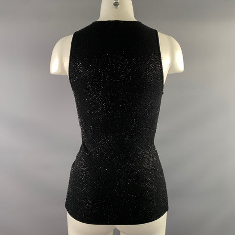 RALPH LAUREN Size S Black Viscose Blend Beaded Tank Dress Top