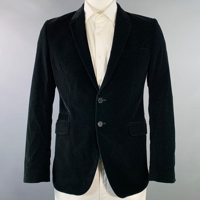 PS by PAUL SMITH Size 42 Black Velvet Cotton Notch Lapel Sport Coat