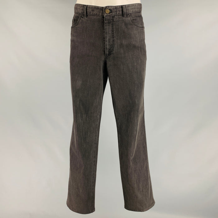BRIONI Size 38 Grey Cotton Blend 5 Pockets Jeans