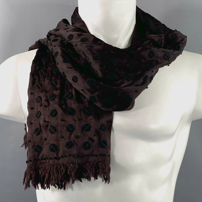 DRIES VAN NOTEN Brown Black Embroidered Silk Scarves