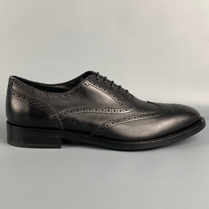 PAUL SMITH Talla 9 Zapatos con cordones y punta de ala de cuero perforado negro