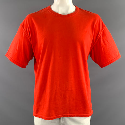 AMERICAN VINTAGE Size L Red Solid Cotton Oversized T shirt