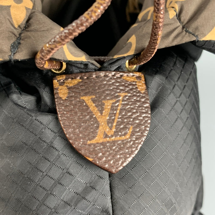 LOUIS VUITTON Size 8 Black Brown Nylon Monogram Boots