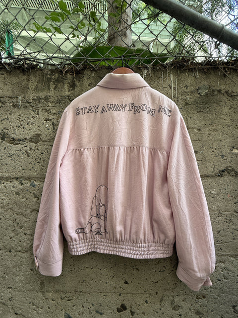 ENFANTS RICHES DEPRIMES ERD SS2018 M Pink Embroidery Wool Zip Up Jacket