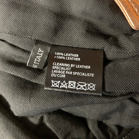 HAIDER ACKERMANN Size L Black Copper Metallic Leather Zip Up Jacket