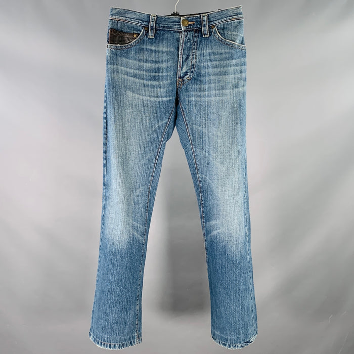 DSQUARED2 Size 28 Blue Denim Straight Five Pockets Horn Buttons Jeans