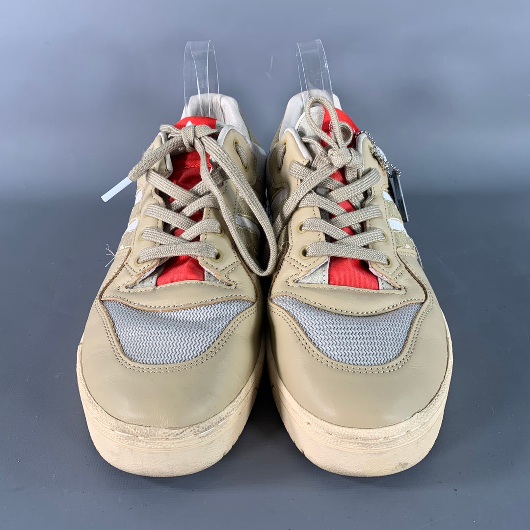 ADIDAS Size 9.5 Beige White Mixed Materials Nylon Mesh Sneakers