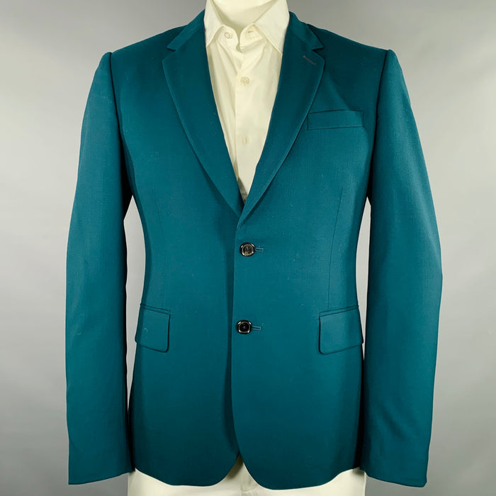PAUL SMITH Size 42 Green Wool Notch Lapel Sport Coat