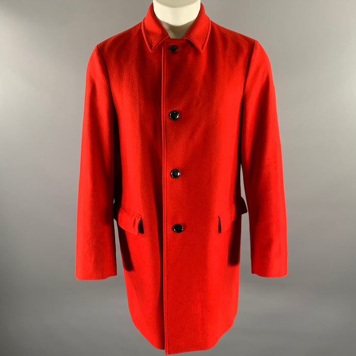 DRIES VAN NOTEN Size 38 Red Wool Polyamide Notch Lapel Coat