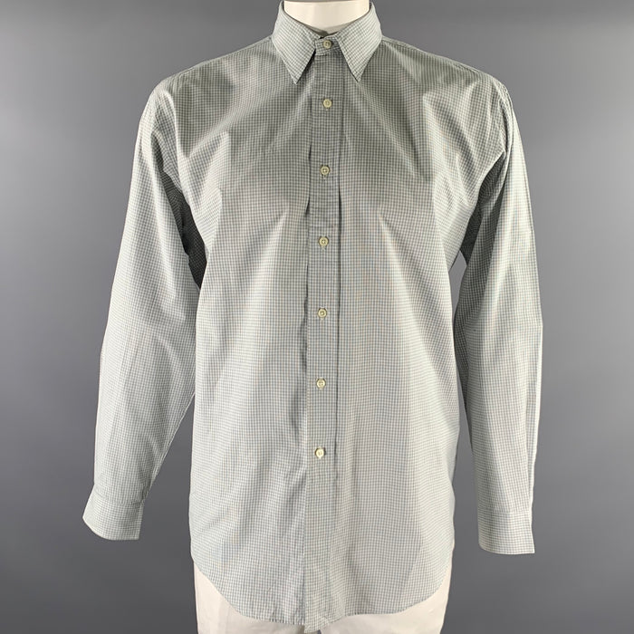 RRL by RALPH LAUREN Size L White Green Grey Plaid Cotton Long Sleeve Shirt