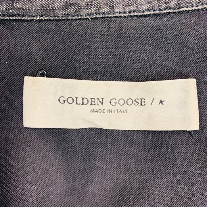 GOLDEN GOOSE Size XL Grey Studded Cotton Western Long Sleeve Shirt