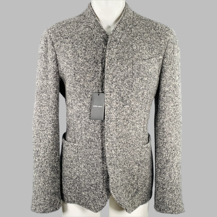 GIORGIO ARMANI Size 40 Grey Charcoal Tweed Cashmere Silk Jacket