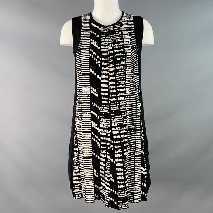PROENZA SCHOULER Size 4 Black White Viscose Textured Sleeveless Dress