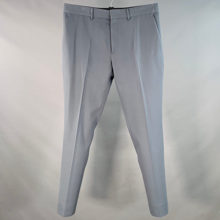 LOUIS VUITTON Size 36 Grey Twill Cotton Flat Front Tapered Dress Pants