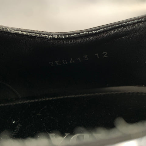 PRADA Size 12 Black Leather Derby Lace Up Shoes