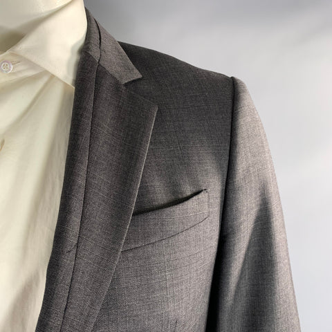 WOOYOUNGMI Chest Size 40 Grey Plaid Wool Notch Lapel 34 32 Suit