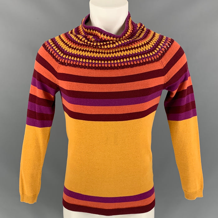BURBERRY PRORSUM Spring 2012 Size S Multi-Color Orange Stripe Wool / Acrylic Sweater