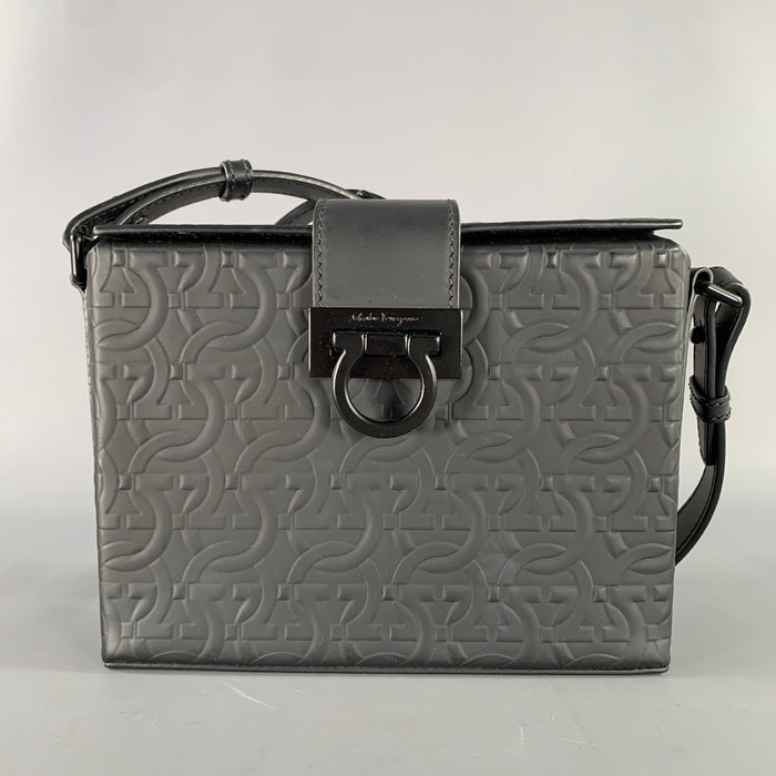 SALVATORE FERRAGAMO Black Graphic Leather Handbag Bags