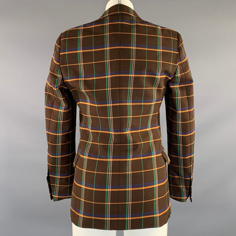 WALTER VAN BEIRENDONCK F/W2021 Chest Size 38 Brown Orange & Green Plaid Sport Coat