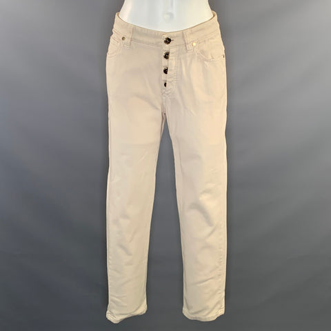 BRUNELLO CUCINELLI Size 6 White Cotton Blend Tapered Jeans