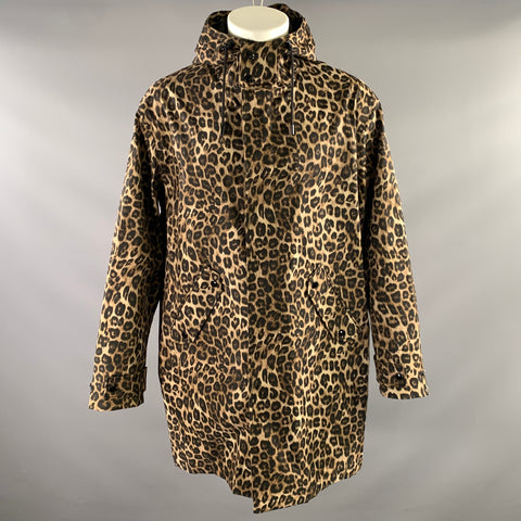 THE KOOPLES Size M Tan Brown Leopard Raincoat Trenchcoat
