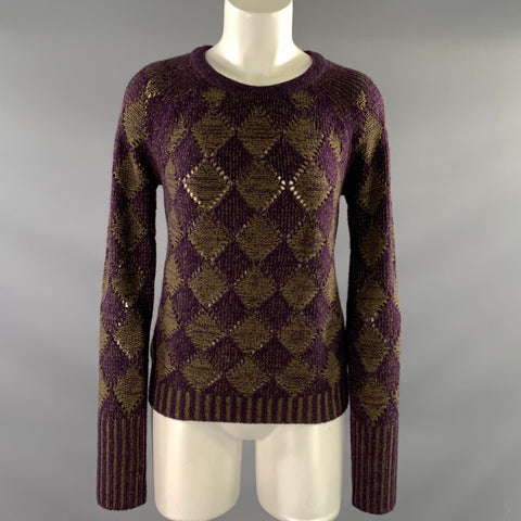 SISTER Size S Purple Olive Cashmere Diamond Pull On Sweater