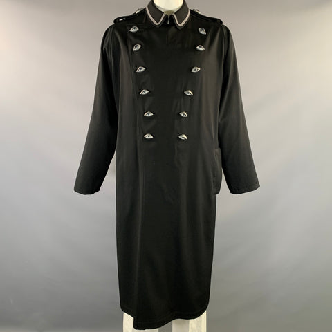 YOHJI YAMAMOTO S/S2021 Size L Black Hand Painted Wool Double Breasted Coat