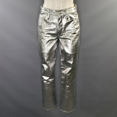 FRAME Size 24 Silver Cotton Metallic Zip Fly Jeans