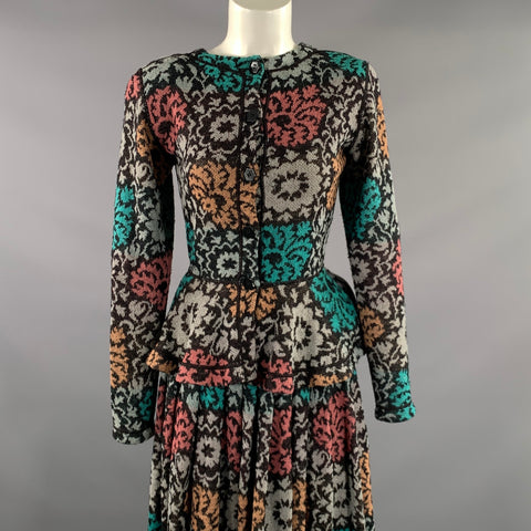 MISSONI Size S Grey Teal Wool Blend Floral Mid Calf Set