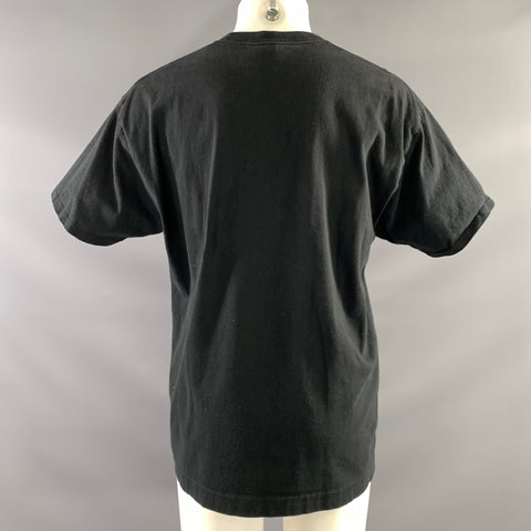 ICECREAM Size XL Black White Graphic Cotton Crew Neck T Shirt