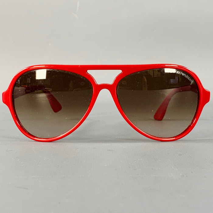 EMPORIO ARMANI Red Acetate Aviator Sunglasses