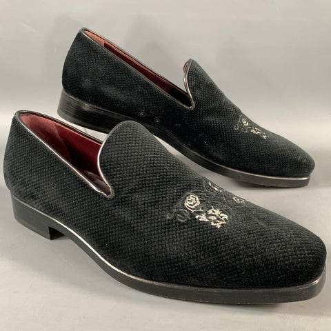 BILLIONAIRE ITALIAN COUTURE Size 7.5 Black Velvet Slip On Loafers