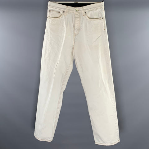 SUNFLOWER Size 30 Cream Gold Contrast Stitch Cotton Button Fly Jeans