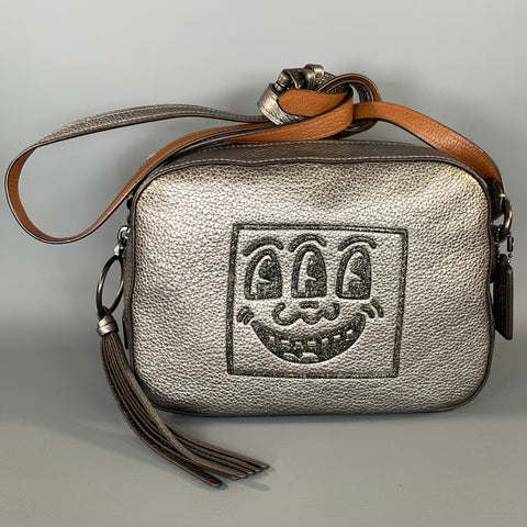 COACH Tan Gunmetal Pebble Grain Leather Shoulder Bag
