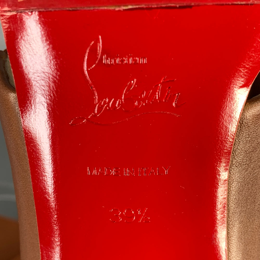 CHRISTIAN LOUBOUTIN Size 9.5 Patrouille Brown Leather Elastic Straps Block Heel Sandals