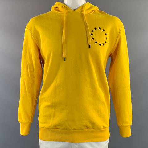 ETUDES Size L Yellow Stars Cotton Hoodie Sweatshirt