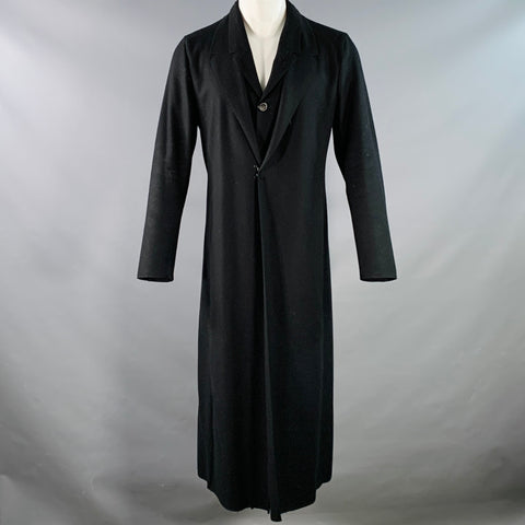 EMPORIO ARMANI Size 40 Black Virgin Wool Double Panel Hook Eye Coat