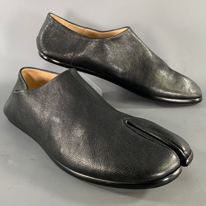 MAISON MARGIELA Size 11 Black Leather Slip On Loafers