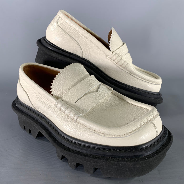 DRIES VAN NOTEN Size 6.5 Ivory Black Leather Loafers