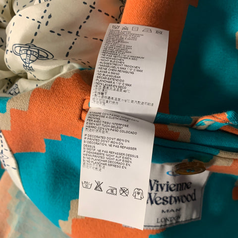 VIVIENNE WESTWOOD Chest Size 46 Green Orange & Khaki Cotton Sport Coat