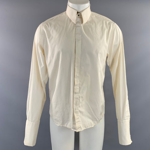 MUGLER Size M White Cotton Button Up Long Sleeve Shirt