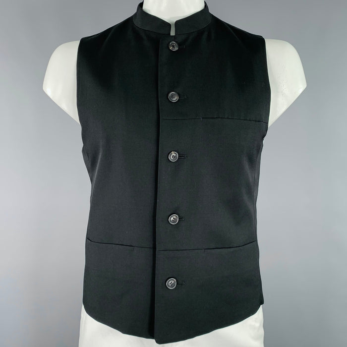 ISSEY MIYAKE Size 40 Black Wool Nehru Collar Vest